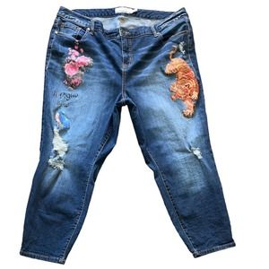 Torrid Painted & Distressed Girlfriend Jeans